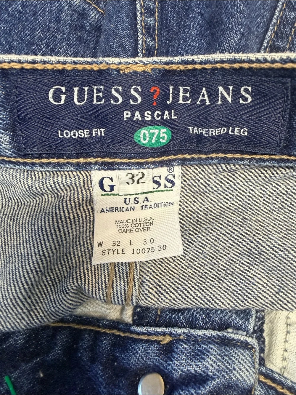 Vintage Guess Jeans Pascal 075 USA Made Loose Fit Tapered 32x30 100% Cotton Y2K